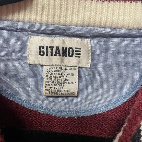Vintage 80’s Gitano Striped Grandpa Sweater Size 2XL - Picture 2 of 5